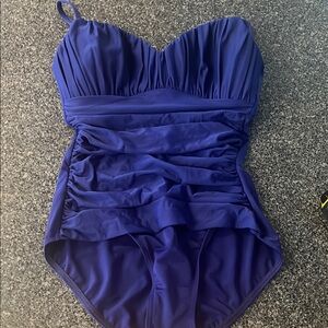 Miraclesuit Blue One Piece Swimsuit with Sweetheart Neckline